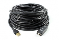  20M USB 2.0 Active Extension Cable with DC Jack 