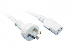  2M White IEC C13 Power Cable 