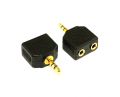  3.5MM Audio Plug  To 2 Socket Adaptor 